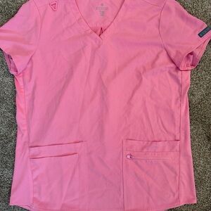 Med Couture Women's V-Neck Scrub Top in Pink